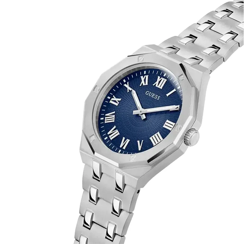 Guess Asset Blue Sunray Dial Silver-tone Men's Watc- GW0575G4